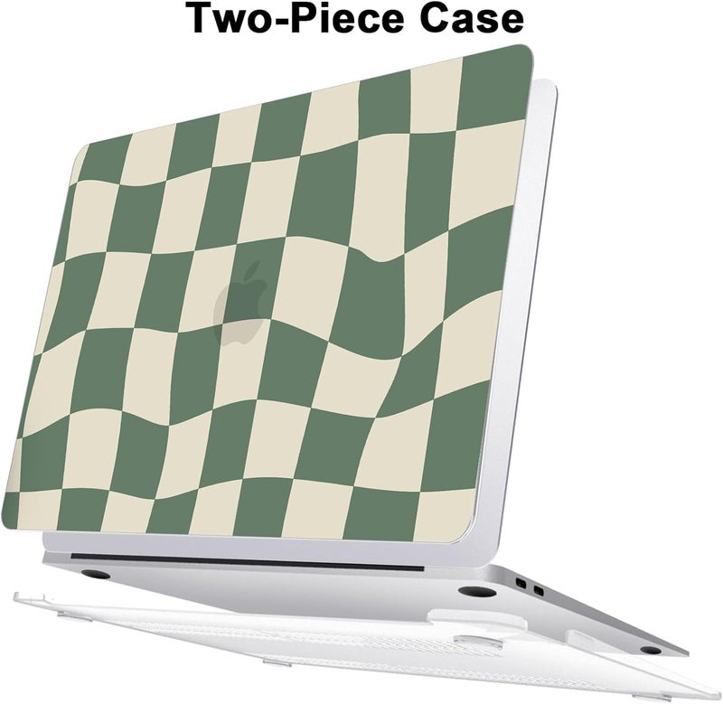 AKIT Compatible with MacBook Air 13 Inch Case M1 2022 2021 2020 2019 2018 A2337 A2179 A1932, Pattern Hard Laptop Shell+Screen Protector+Keyboard Cover for MacBook Air 13.3 Inch, Green Checkerboard - Image 5